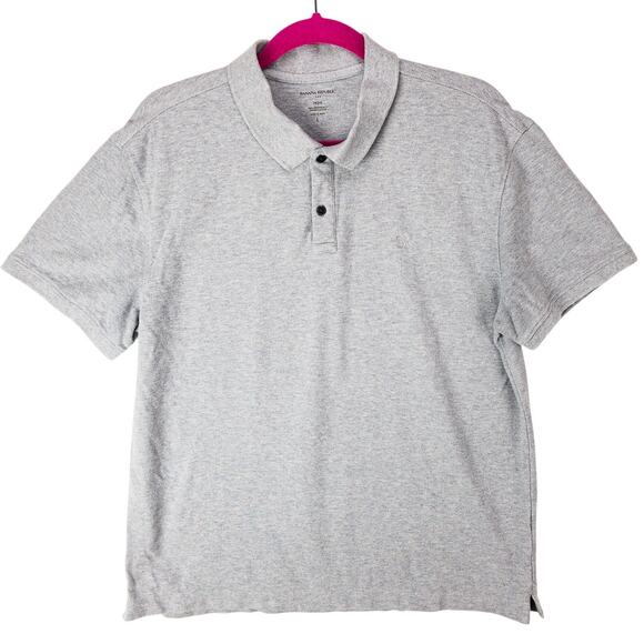 Banana Republic Organic Cotton Polo Men's Large Tagless Gray Short Sleeve Logo - Picture 1 of 10